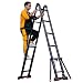 Produktbild BOCbco Teleskop-Auszugsleiter A-Rahmen, Aluminium-Mehrzweck-Teleskopleiter Mit Stützstabilisator Und Rädern, Belastung 150 Kg/5M/16.4Ft