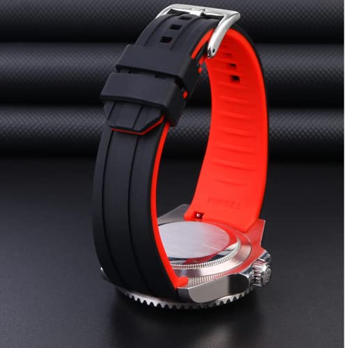 Strapseeker Top Grade Ames Silicone Quick-Release Curved Lug End Watch Strap- Watch Band For Men & Women Wristwatch Waterproof Band Replacement- Perfect For Sports, Diving, Or Casual Wear- Colors: Green, Red, Black, Blue, & Orange- Sizes: 20Mm 22Mm (20Mm, Black With Blue) #TOP3