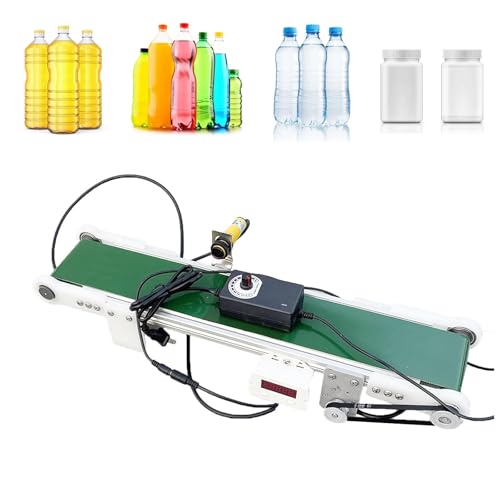 Mini cinta transportadora eléctrica de PVC de 150 cm para manejo de carga, control de velocidad de 0 a 116 rpm, ideal para uso industrial y doméstico
