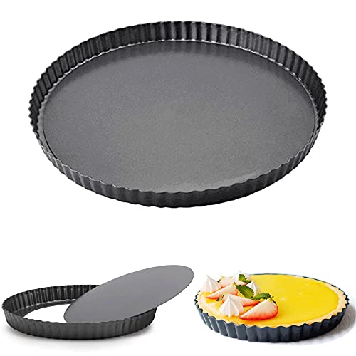 Tarteform Quicheform, Tarteform mit Hebeboden, 28 cm Backform Rund, Obstkuchenform,Tortenform,Quiche Tartelette Förmchen, Antihaftbeschichtung Pie Form Backform (1 Stück-28CM) Cover