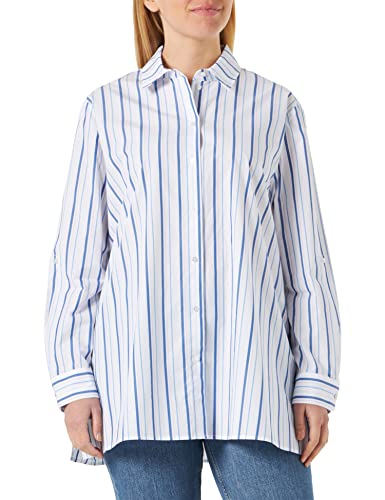 GERRY WEBER Edition Damen 860016-66423 Bluse, Ecru/Weiss/Blau Streifen, 42
