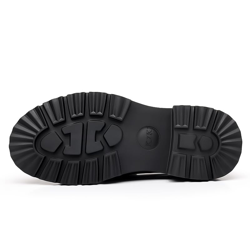 Men's Luxury Genuine Leather Thick-Soled Penny Loafers Fashionable Round Toe Thick Heels Suitable for Business Formal Shoes Classic Non-Slip Party Wedding Dance3