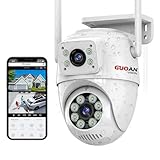 GUOANVISION Security Camera Outdoor,【6MP Dual Lens】 WiFi Wireless Outside Camera for Home Security IP66 Waterproof, Auto Tracking,Color Night Vision,24/7 Record, 2 Ways Talk, SD/Cloud
