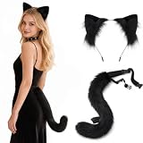SongBuydn Cat Ears Headband & Tail Set, 2-Teilig Schwarz