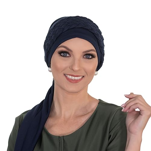 Turbante Azul Marinho com Trança Larga Azul Marinho