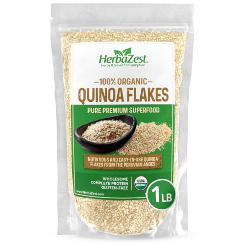 HerbaZest Quinoa Flakes, 1 lb – USDA Organic, Gluten-Free, Complete Protein
