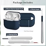 KOKOKA Case Cover Compatible for AirPods Pro 2 (2023/2022/2019) with Cleaner Kit and Lanyard, Soft Silicone Shock Absorbing Protective Case for AirPods Pro 2nd/1st Generation, Midnight Blue - Image 7