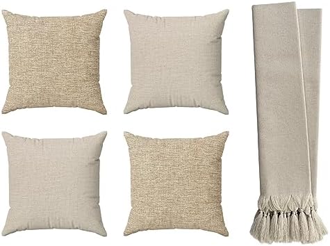 Kit 4 Capas De Almofadas Decorativas 45x45 Luxo + Manta Sofá E Ca...
