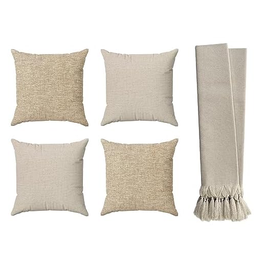 Kit 4 Capas De Almofadas Decorativas 45x45 Luxo + Manta Sofá E Cama Bege Cru (Liso bege cru)