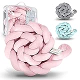 MASCHKY | Premium Bettschlange geflochten – Seitenschläferkissen 2m / 3m Oeko-TEX Füllung – Rausfallschutz + Wäschenetz – Dekokissen + Tragetasche (3,00 Meter, rosa)