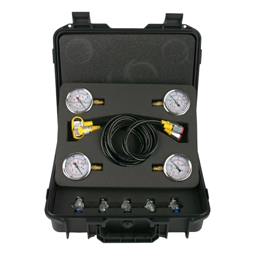 Hydraulic Pressure Test Kit w/ 4 Gauges &amp; 12 Coupling, Excavator Pressure Gauge Testing Tester Coupling Set