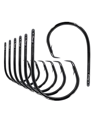 BLUEWING Inline Circle Hook Wide Gap Fishing Hooks High Carbon Steel Wide Gap Fishing Hooks Extra Sharp Fish Hooks for Freshwater Saltwater Fishing, Size 8/0, 25pcs