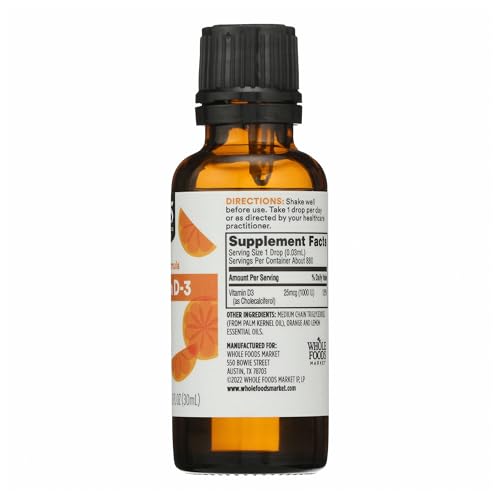 365 by Whole Foods Market, Vitamin D-3 Liquid Citrus Flavor 1000IU, 1 OZ - image 7