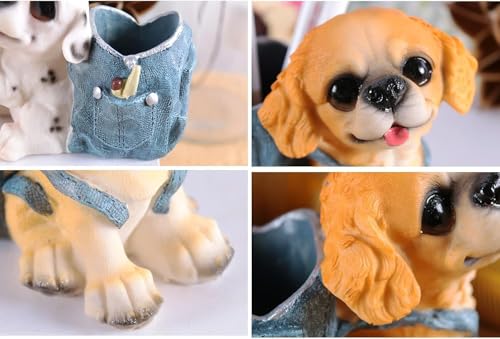 Image of Puppy Pen Holder for Desk - Cartoon Dog Pencil Cup Organizer | Resin Stationery Holder for Kids Study Table | Decorative Desk Storage for Office, School & Home (Without Accessories)