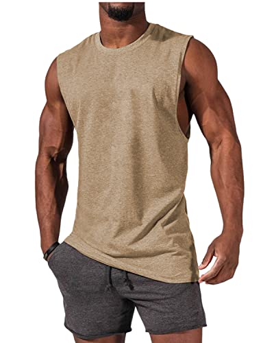 Tank Top Herren Ärmelloses Muskelshirts Gym Sport Unterhemd Männer Rundhals T Shirt Fitness Trägershirts Tee Top für Men Khaki XL Tank Top Herren Ärmelloses Muskelshirts Gym Sport Unterhemd Männer Rundhals T Shirt Fitness Trägershirts Tee Top für Men Khaki XL