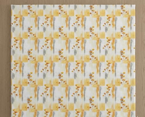 Image of FRESH FROM LOOM Designer 240 TC Cotton King Bedsheet - Perfect for Master Bedroom Elegant 100% Cotton 240 TC King Size Flat Bedsheet Set, Yellow, Size- 108x108 inch