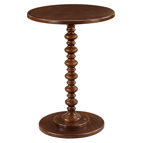 Convenience Concepts Palm Beach Spindle Table 17.75' - Traditional Round End Table for Living Room, Turned Solid Wood Side Table, Classic Display Pedestal Table, Espresso