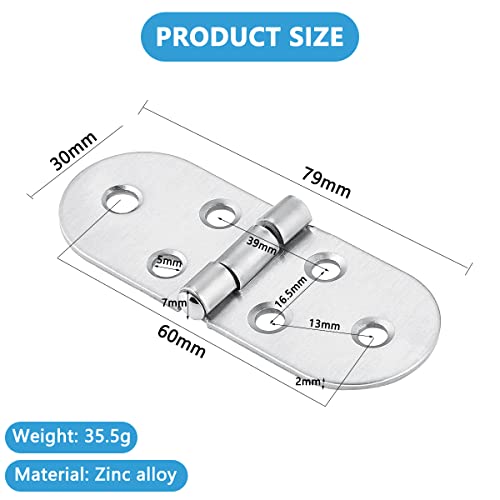 8-Piece Round Edge Flip Top Hinge Set, Folding Hardware with Screws for Tables Cabinets & Wardrobes - Image 2