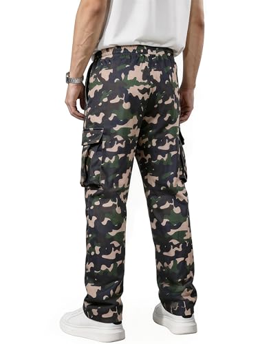 Image of Comdecevis Men's Casual Cargo Pants Workout Joggers Stretch Sweatpants Hiking Drawstring Tactical Pants with Multi Pockets