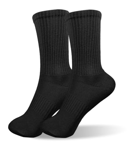 Ribbed Knit Athletic Socks for Women Men Cotton Breathable Running Crew Sock Casual Comfort for Sports