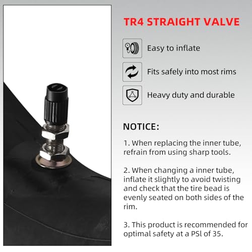 Image of 2.75 /3.00-21 inch Replacement Inner Tube 80 /100-21(300 /325-21) with TR4 Staight Valve Stem, Fits Motorcycle with 21'' Tires (2-Pack) - Made from Heavy Duty, Thick Premium Rubber