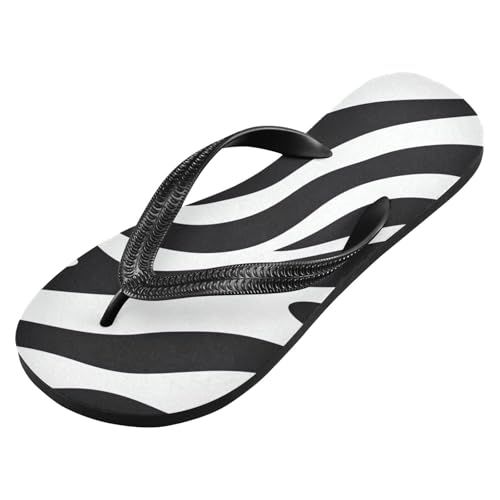 Black White Zebra Print Men's & Women's Classical Beach Rubber Sandal Flip Flop Comfortable Slipper 214A4476