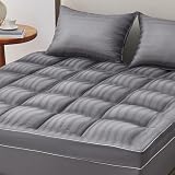 PEKOR Mattress Topper Queen for Hot Sleepers,Ultra Soft and Breathable Cooling Mattress Pad,Natural Soybean Fibre Overfilled Plush Pillow Top with 8-21 Inch Mattress Protector Pocket 60''x80''