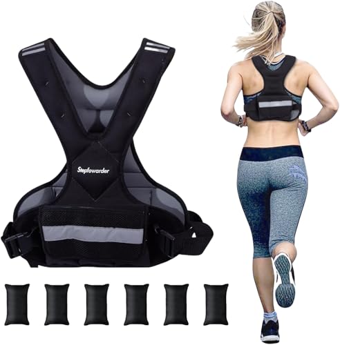 Gewichtsweste Verstellbare 2-5 kgs, mit 6 Ironsand-Gewichten & reflektierendem Streifen, Laufweste & Trainingsweste für Fitness, Krafttraining, Laufen & Cross Training (2-5kg - Schwarz/Grau) Gewichtsweste Verstellbare 2-5 kgs, mit 6 Ironsand-Gewichten & reflektierendem Streifen, Laufweste & Trainingsweste für Fitness, Krafttraining, Laufen & Cross Training (2-5kg - Schwarz/Grau)