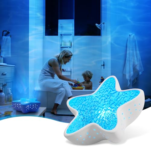 Proyector LED de cielo estrellado con efecto aurora – Lámpara de luz polar para niños y adultos, luz nocturna de ondas de agua con regulación continua, proyector de estrella de mar, luz ambiental