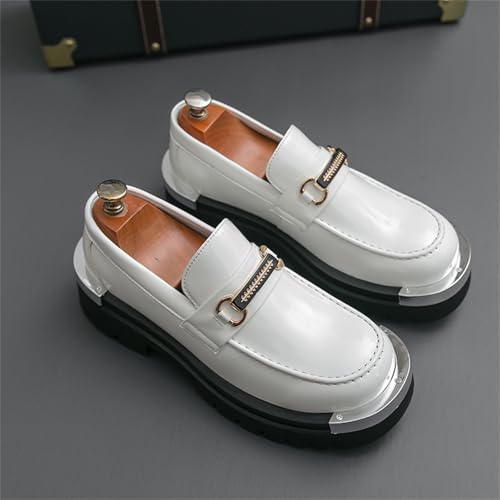 Men's Patent Leather Slip-On Tassels Platform Dress Loafers with Metal Decoration Round Toe Non-Slip Lug Sole Shoes for Business Work Daily Formal Party2