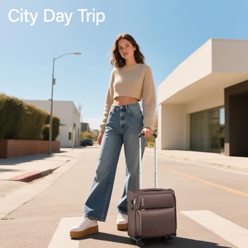 Image of Hanke Softside Expandable Luggage 16 /20 /24 /28 Inch Carry On Luggage for Travel Checked Luggage Suitcases with Wheels & TSA Luggage Large Suitcase, Coffee, 16-Inch Underseat, Underseat Carry on Luggage