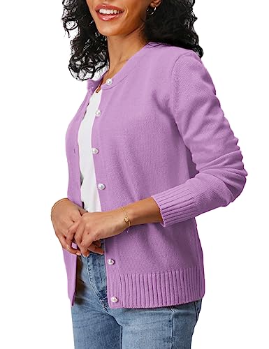 Women's Casual Slim Fit Cardigan Sweaters Long Sleeve Button Down Lightweight Waist Length3