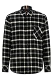 BOSS Herren Riou 1 Kariertes Regular-Fit Flanell-Hemd aus Bio-Baumwolle Schwarz L