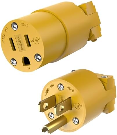 ENERLITES NEMA 5-15P Male Plug & 5-15R Female Connector Set, Yellow