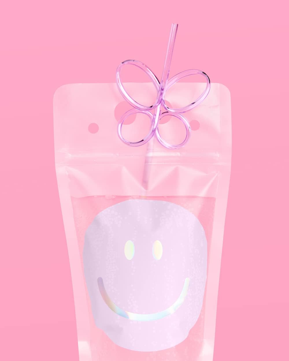 xo, Fetti Smiley Drink Pouches + Butterfly Straws - 16 count | Bday Cups, Happy Pastel Birthday Party Decorations, Cute Bachelorette Party, Cool Drinkware - Image 6