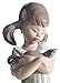LLADRÓ Glossy Porcelain Figure Don't Forget Me. Decorative Porcelain Figure of a Young Girl with Kittens.