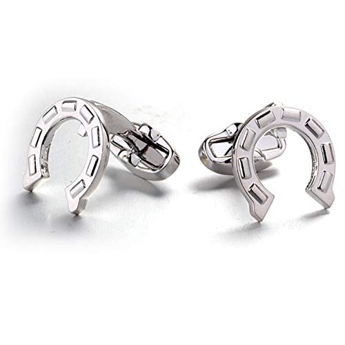Mancuernillas para hombre diseño herraduras plateadas miniatura 3