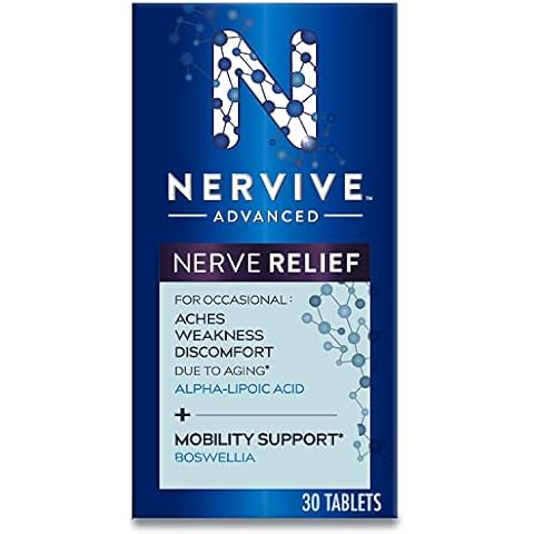 Nervive Advanced Nerve Relief + Mobility, with Alpha Lipoic Acid to Help Reduce Nerve Aches, Weakness, & Discomfort*† and Boswellia to Promote Mobility*, Vitamins B12,B6,B1, 30 Tablets Cover