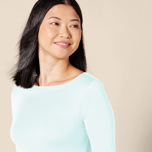 Image of Amazon Essentials Women's Slim-Fit 3 /4 Sleeve Boat Neck Tops Cotton Modal T-Shirt