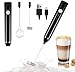 Milk Frother, Dallfoll Handheld Coffee Frother Electric Whisk,3 Gear Adjustable USB Rechargeable Drink Mixer Milk Foamer with 2 Stainless Steel Whisks for Bulletproof Coffee, Keto, Frappe, Latte, Cappuccino, Hot Chocolate (Black)