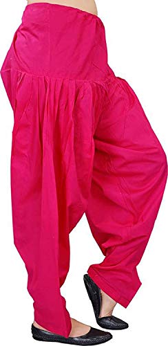 Women’s Pure Cotton Plain Semi Patiala Salwar Indian Pants EXPORT PRODUCTS (Without Dupatta) pink,medium