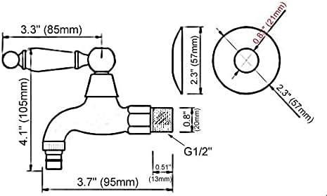 バスルームシンクタップ ポリッシュクローム真鍮 ワンハンドルキッチン蛇口 壁取り付け式ランドリーバスルームモップ水栓 ガーデン洗濯機