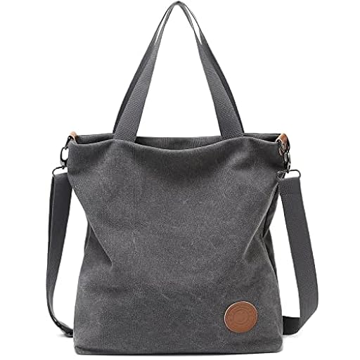 JANSBEN Bolsos Bandolera Grandes para Bolsos de Mujer Tote Bag Tela Shopper Hombro universitarias Canvas Gris | Ya disponible en tu tienda friki favorita! En mundofriki.es!