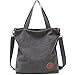 JANSBEN Bolsos Bandolera Grandes para Bolsos de Mujer Tote Bag Tela Shopper Hombro universitarias Canvas Gris