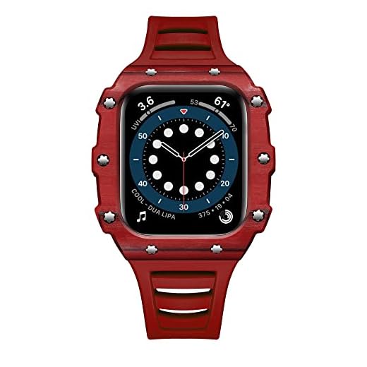 INFRI Pulseira para Apple Watch Band 45mm 44mm 40mm 41mm Kit de modificação de fibra de carbono de aço pulseira para iwatch série 8 7 6 5 4 SE caixa de cerâmica (Cor: Vermelho, Tamanho: 40 mm)