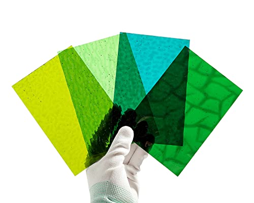 Lanyani Green Transparent Stained Glass Sheets For Craft, 6X4 Inch Colored Textured Cathedral Glass Pack, 10 Sheets #TOP2