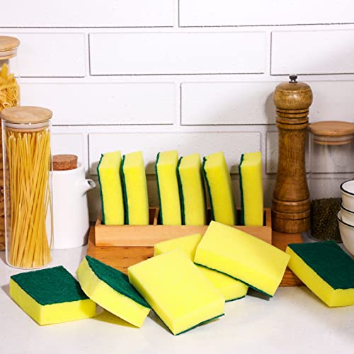 Tanlade 240 Pcs Individually Wrapped Sponge Dishwashing Sponge Bulk Non Scratch Scrub Sponges Kitchen Scouring Pad for Household Cleaning Rental Dishes Hotel Apartment Car (Yellow,Green) by Tanlade - Image 4