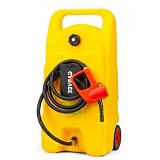 Garvee Slim 15 Gallon Portable Gas Tank, Heavy-Duty Fuel Caddy with Manual Transfer Pump &10FT Hose, Portable Gas Can with Casters, Leak-Proof Gas Container for Lawn Mowers, Tractor, Boat, Snow Blow