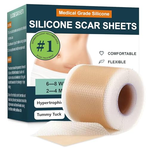 Silicone Scar Sheets,Silicone Scar Tape,Silicone Sheets for Scars,Scar Tape for Surgical Scars,Keloid Bump Removal,Scar Removal for Surgical(1.6"x 60" Roll-1.5M)