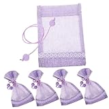 FONDOTIN 5個 ラベンダー香包バッグ 空のサシェバッグ 薫衣草ドライフラワー用巾着袋 クローゼット 車内 オフィス用防虫 空気清浄ポーチ